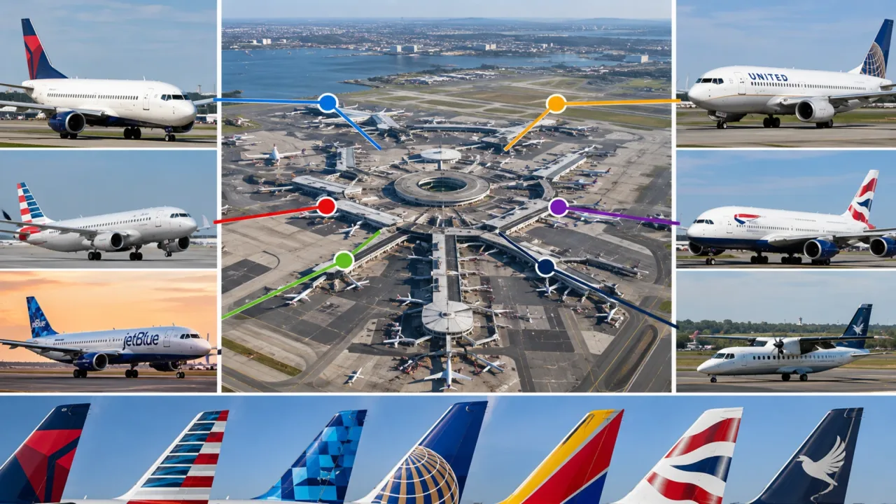 Boston Airport Logan Arrivals by Airline and Terminal