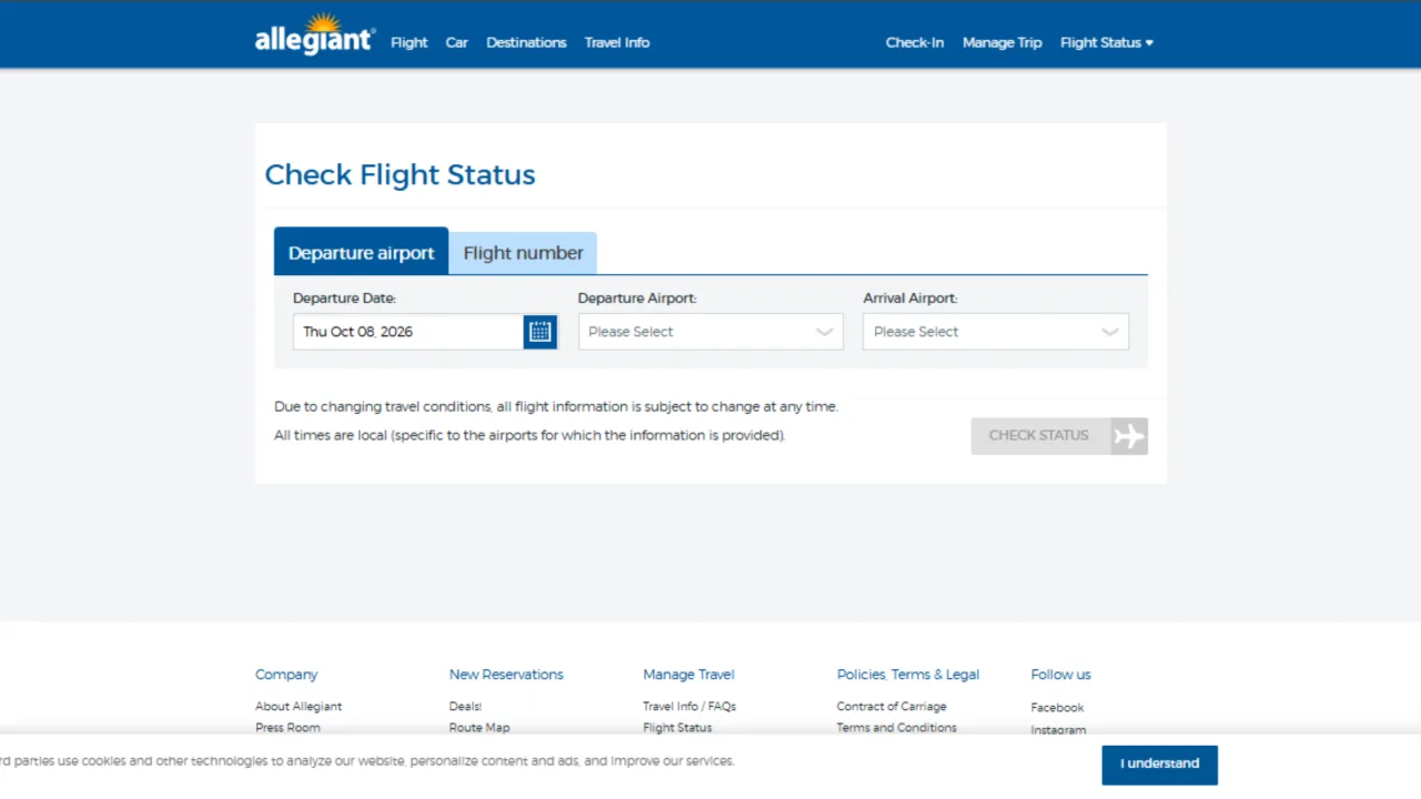 Checking your flight status using the Allegiant