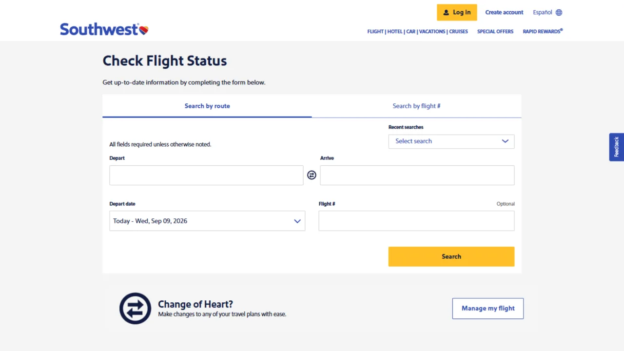 How do I check the Southwest flight status
