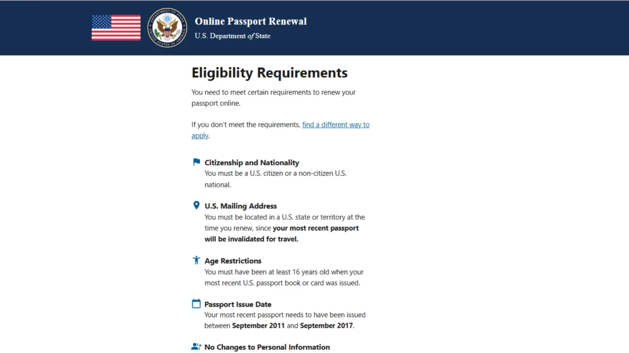 What are the eligibility criteria required for passport renewal