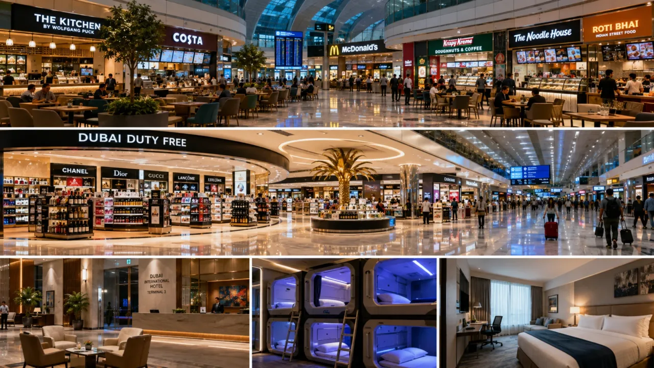 Restaurants, Shopping & Hotels at Dubai Airport