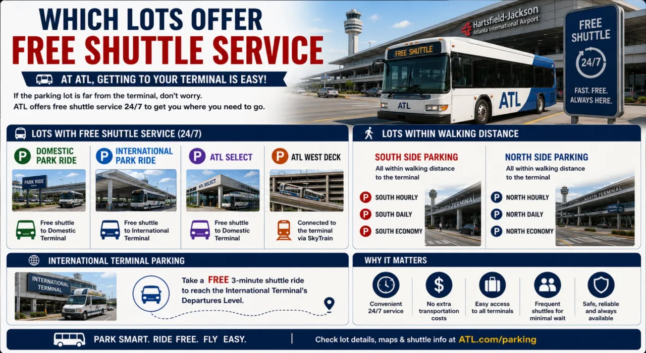 Which Lots Offer Free Shuttle Service