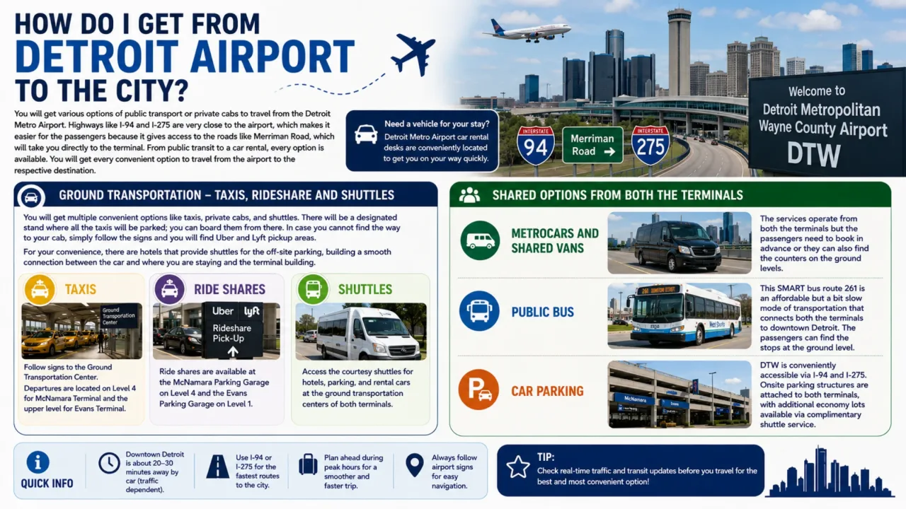 How do I get from Detroit Airport to the city?