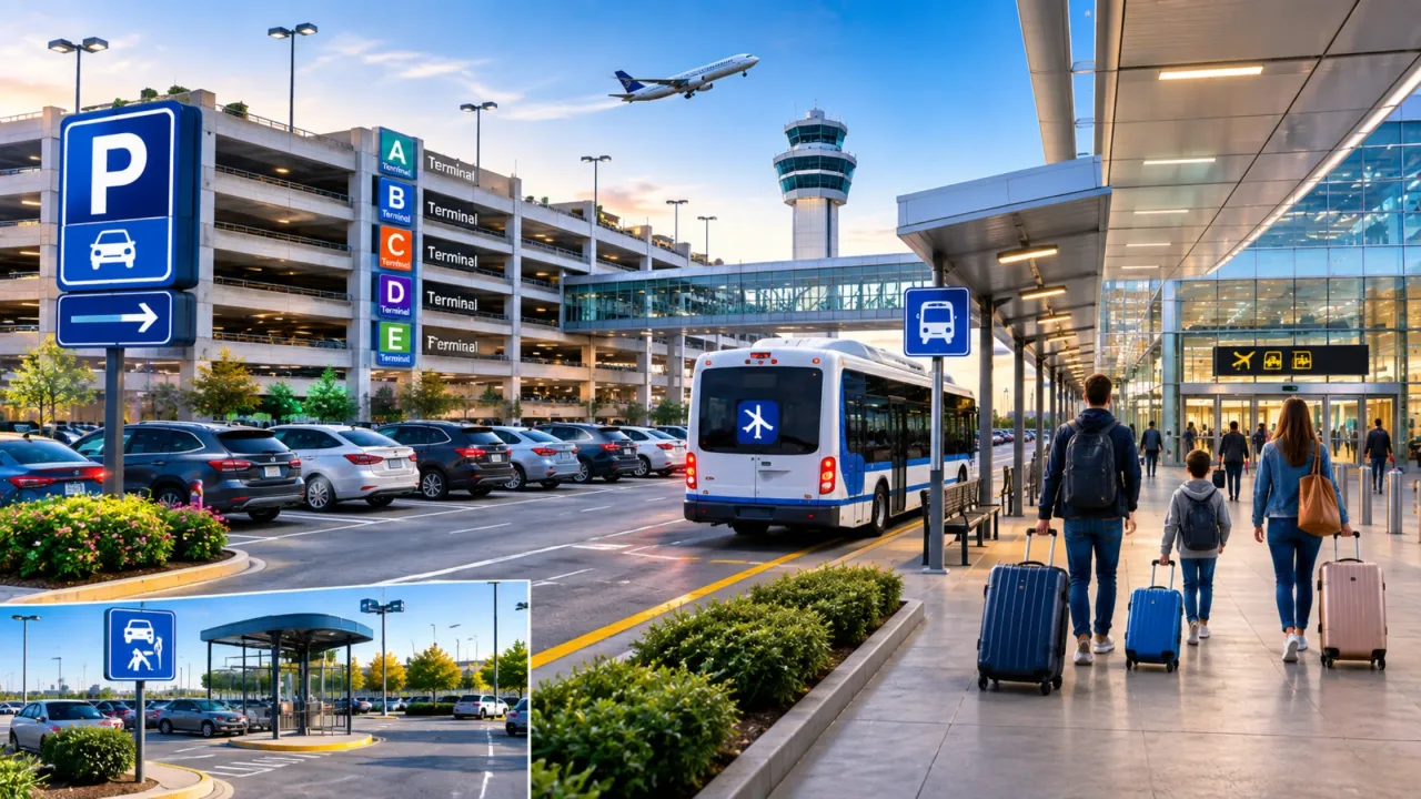 Parking Lot Distance from Terminals and Shuttle Options