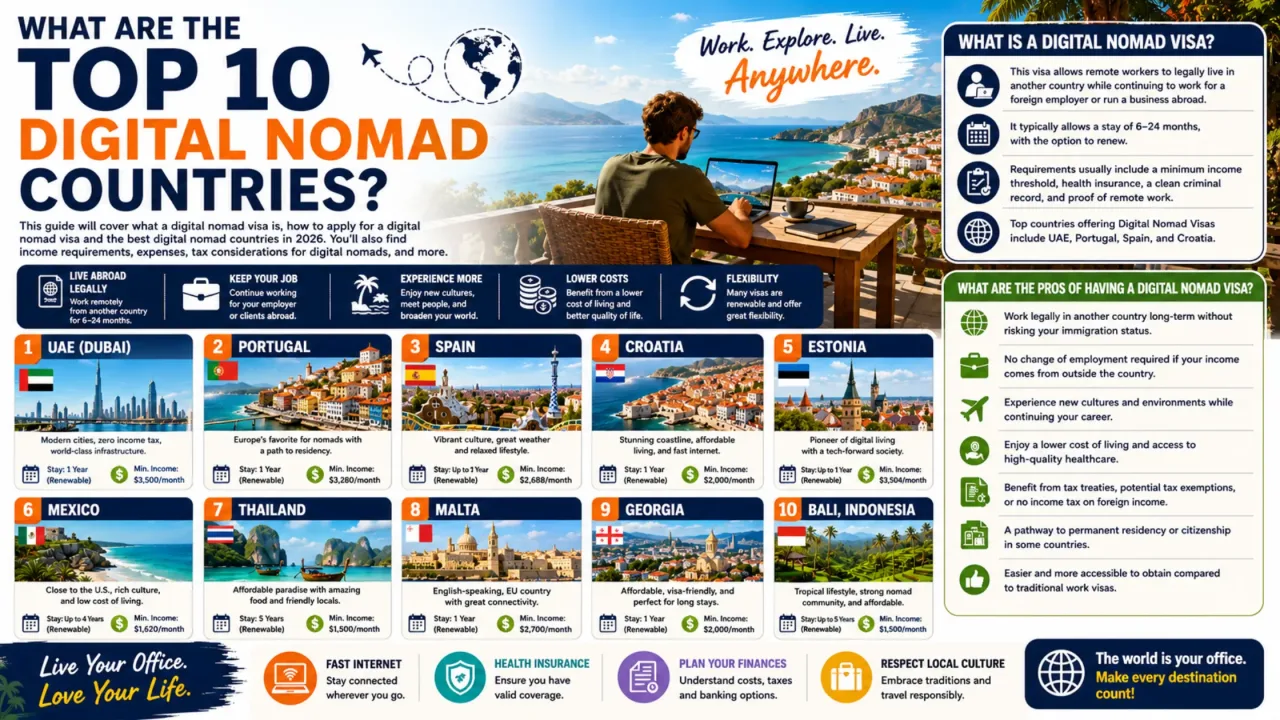 What are the top 10 digital nomad countries?