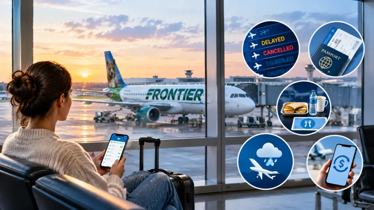 What is the procedure for delayed and cancelled Frontier flights